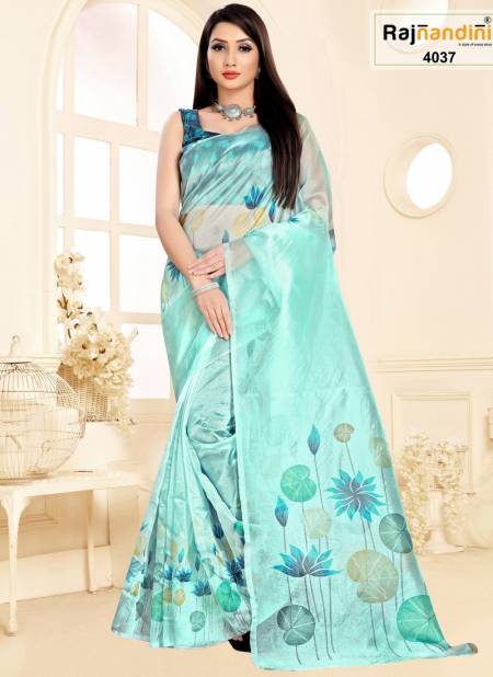 Sky Colour Nirja By Rajnandini Designer Saree Catalog 4037