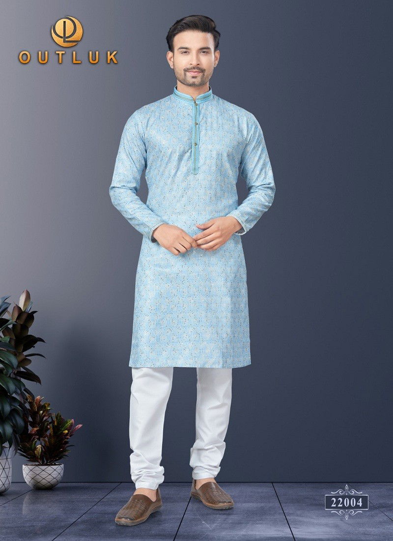 Sky Colour Outluk Wedding Collection Vol 22 Mens Kurta Pajama Suppliers In India 22004