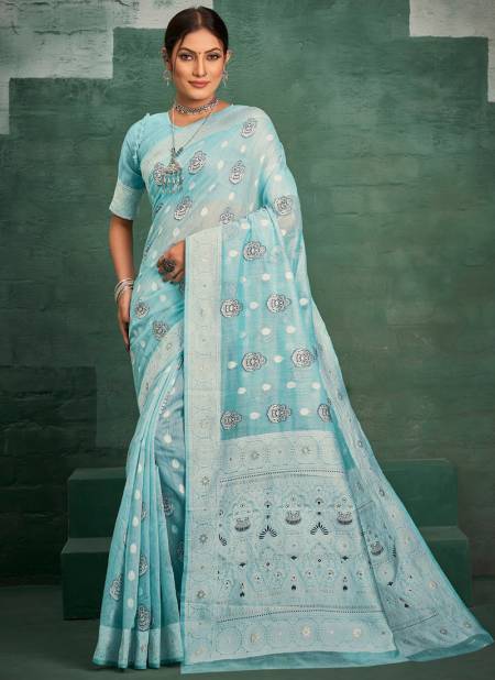 Sky Colour Prabha Sangam Colours Wholesale Printed Sarees Catalog 1004