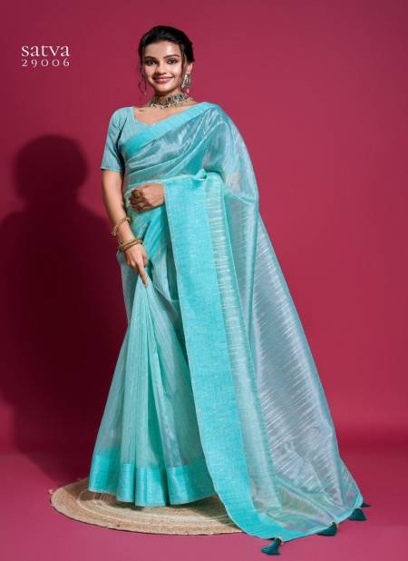 Sky Colour Satva By Sethnic Dense Woven Organza Sarees Wholesale Shop In Surat Satva 29006