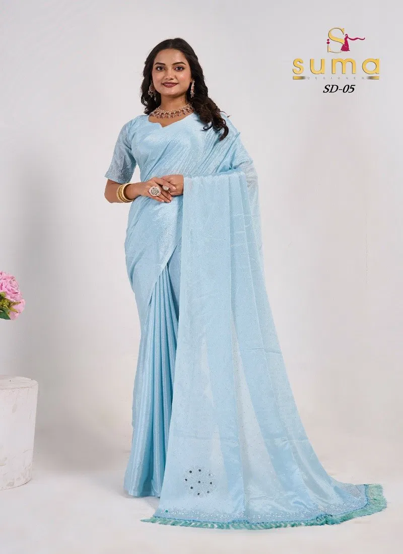 Sky Colour Sd 01 To Sd 11 By Suma Designer Party Wear Saree Wholesale Online Sd 05