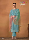 Sky Colour Sparkles By Vipul Organza Desginer Salwar Kameez Wholesale Shop In Surat 5865