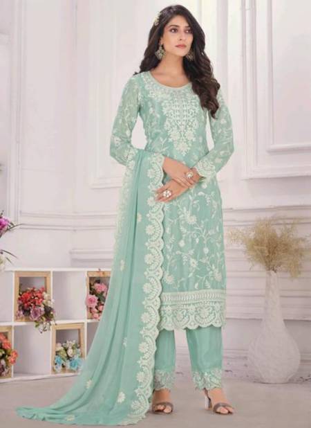 Sky Colour Swati Swagat Party Wear Wholesale Designer Salwar Suits Catalog 3701