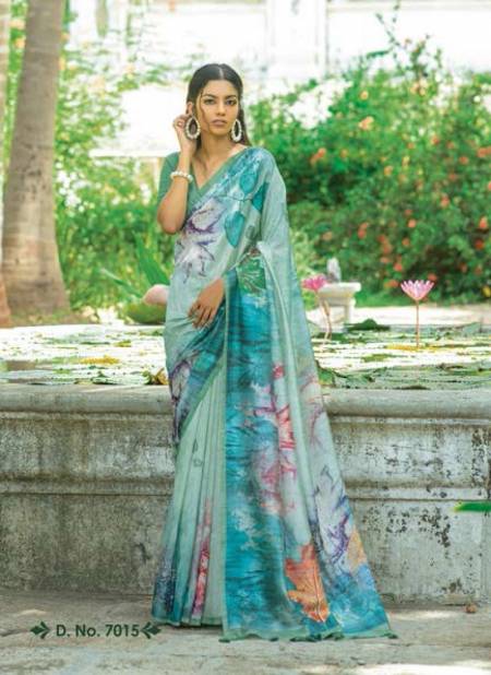 Sky Colour Zuleyka By Bhumi Paper Silk Daily Wear Saree Exportes In India 7015