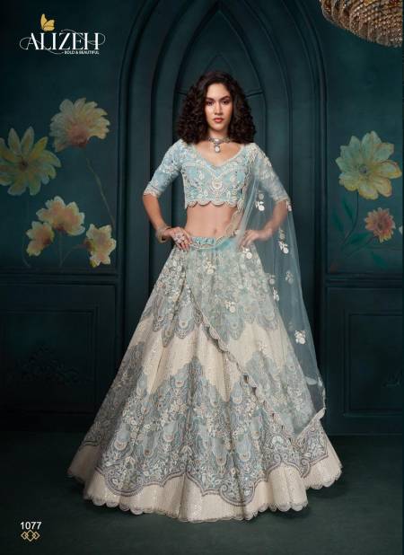 Sky Multi Colour Wedding Affair Vol 3 By Alizeh Party Wear Net Lehenga Choli Orders In India 1077