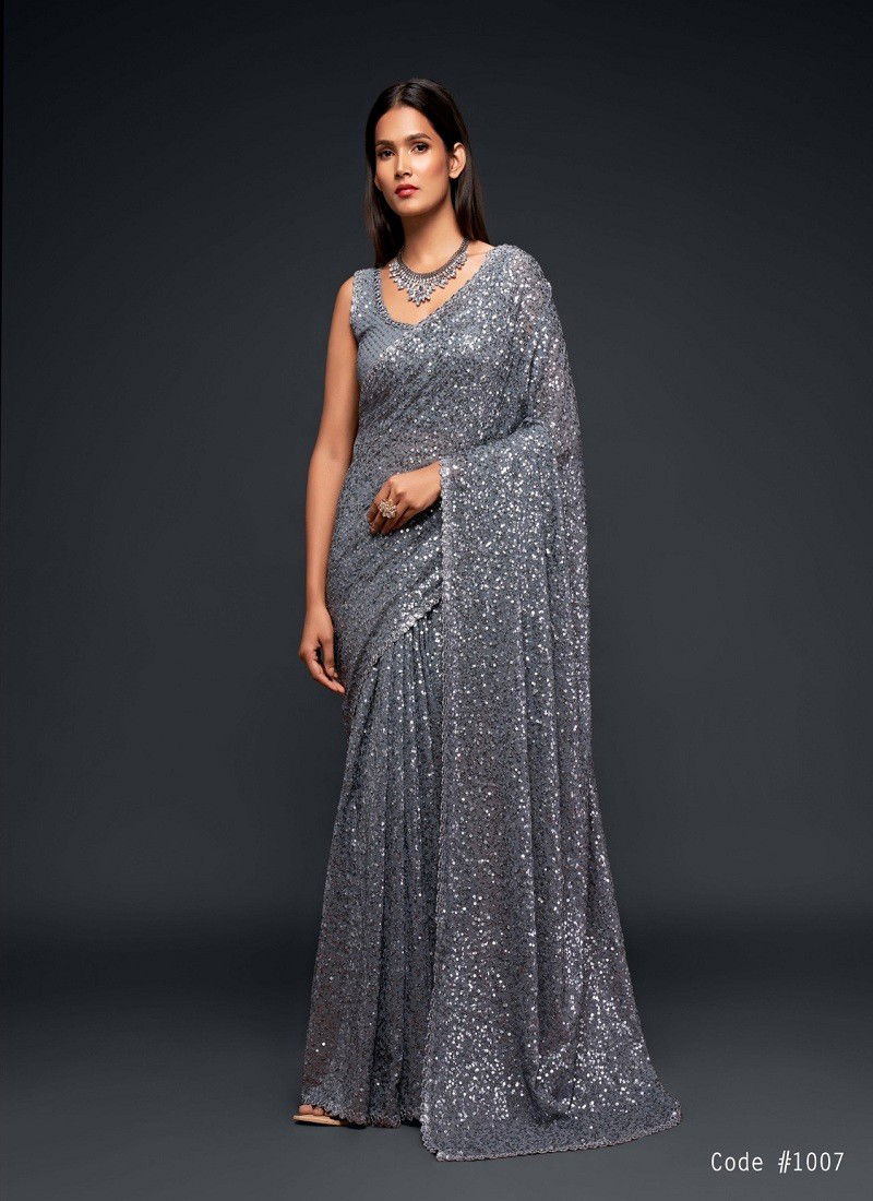 Slate Grey Colour Zeel The Starlit Sarees Georgette Party Wear Saree Wholesale Online 1007