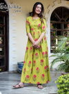 White and Yellow Stylishta Vol 3 Pure Maslin with Digital Print Designer and Party Wear Girlish Rich Look Gown Collections 5004