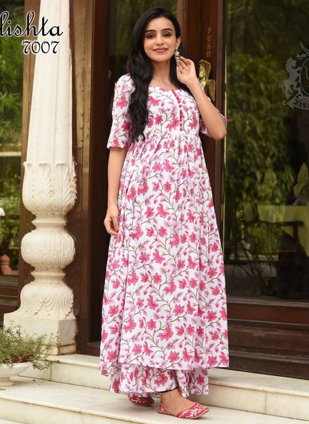 White and Pink Stylishta Vol 7 Pure Maslin with Digital Printed Kurtis with Plazzo Suit 7007 Catalog