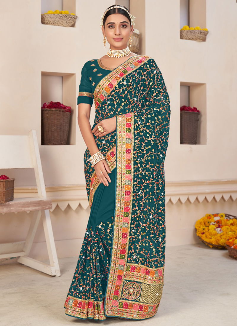 Teal Adina Wedding Wear Wholesale Designer Sarees 2783