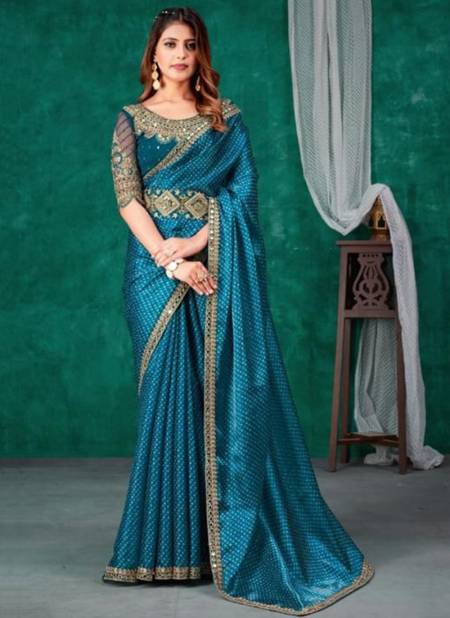 Teal Blue 490 Colours Designer Wholesale Silk Sarees Catalog 490 A