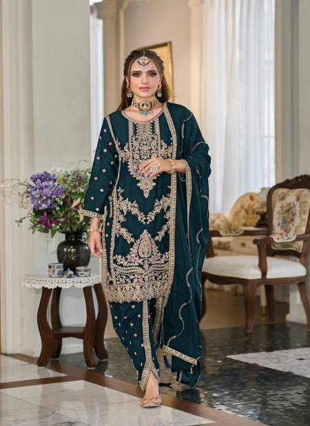 Teal Blue Aahana By Eba Heavy Wedding Wear Readymade Suits Dhoti Wholesale Price In Surat 1672