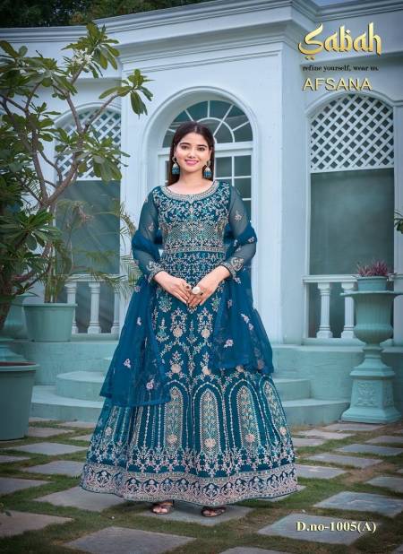 Teal Blue Afsana By Sabah Gown Catalog 1005 A
