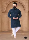 Teal Blue Colour 1632 Wedding Mens Wear Stright Kurta Pajama Wholesale Shop In Surat 1632-KS 2435