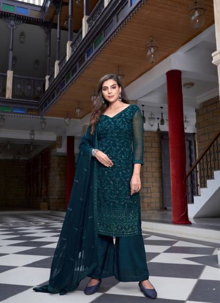 Teal Blue Colour Akshata By Vouch Designer Salwar Suit Catalog 1003