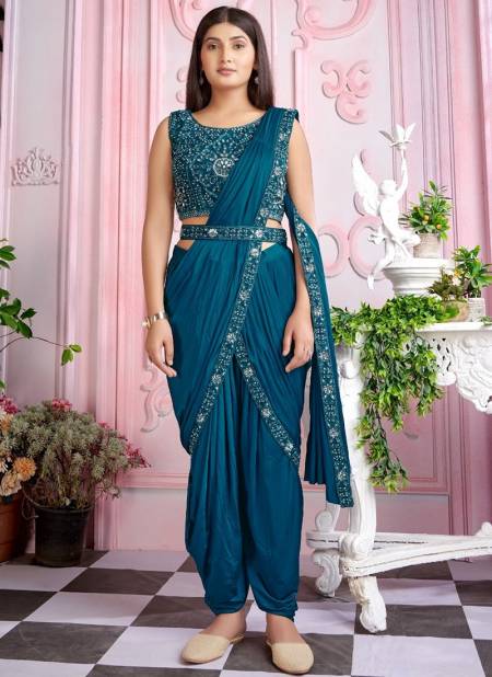 Teal Blue Colour Amoha 1015950 Colours Exclusive Wear Wholesale Designer Sarees Catalog 1015950 E