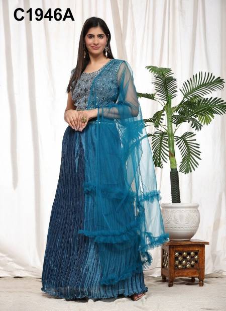 Teal Blue Colour Amoha C1946 A And B Wedding Readymade Lehenga Choli Wholesale In India C1946 A