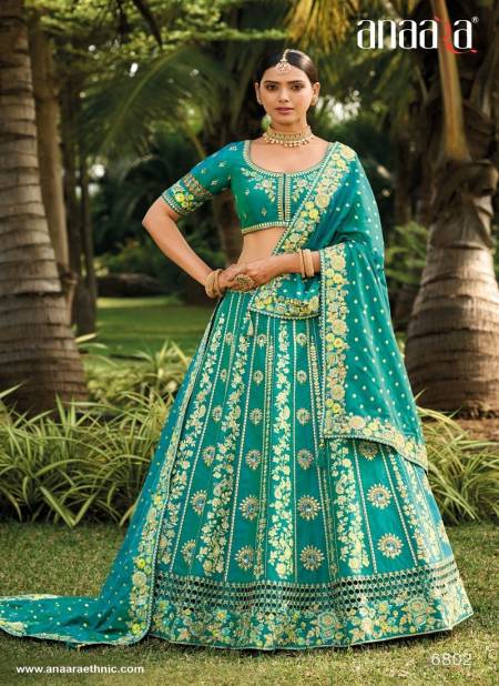 Teal Blue Colour Anaara 6800 Series By Tathastu Wedding Wear Designer Lehenga Choli Wholesale In India 6802