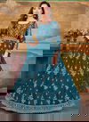 Teal Blue Colour Anjubaa Vol 14 Colors Gown Catalog 10141