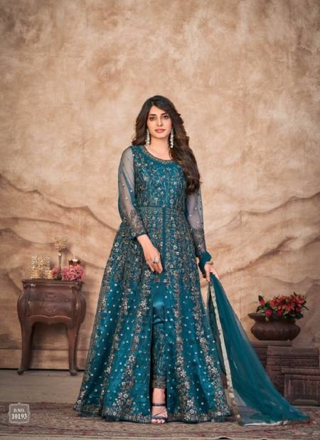 Teal Blue Colour Anjubaa Vol 19 By Anjuba Designer Net Salwar Suit Wholesale Online 10193