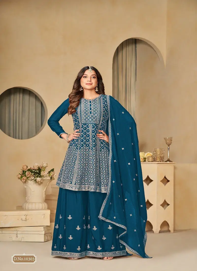 Teal Blue Colour Anjubaa Vol 30 By Anjubaa Wedding Salwar Suits Wholesale In India 10303