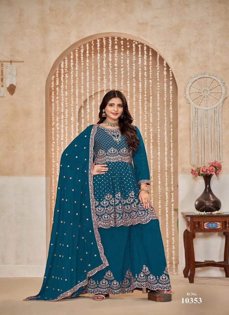 Teal Blue Colour Anjubaa Vol 35 By Anjubaa Wedding Salwar Kameez Orders In India 10353