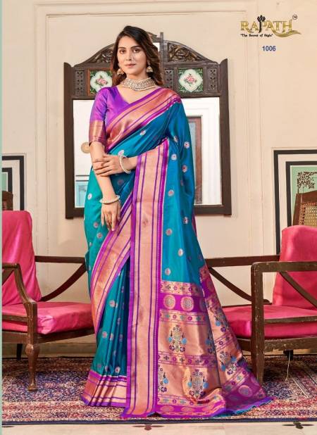 Teal Blue Colour Apoorva Paithani Vol 4 By Rajpath Wedding Wear Sarees Exporters In India 1006