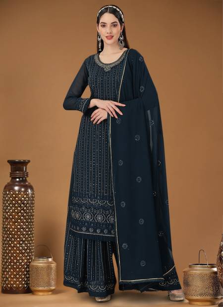 Teal Blue Colour Athvika By Biva 30001 To 30006 Designer Salwar Suits Catalog 30002