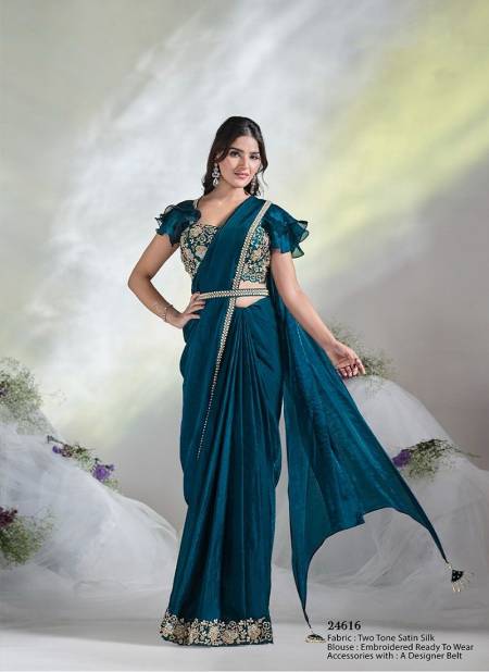 Teal Blue Colour Aura Mohmanthan Royal By Mahotsav Designer Saree Suppliers In India 24616