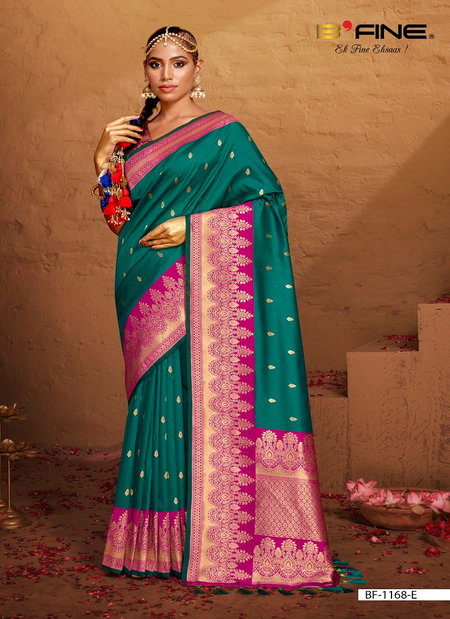 Teal Blue Colour B Fine Priyal Silk Wedding Wear Ladies Saree Wholesale Market In Surat BF-1168-E