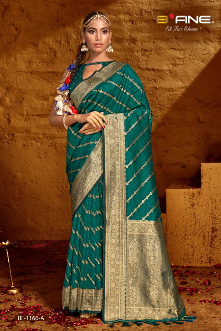Teal Blue Colour B Fine Shrisha Silk Wedding Wear Saree Wholesale Price In Surat BF-1166-A