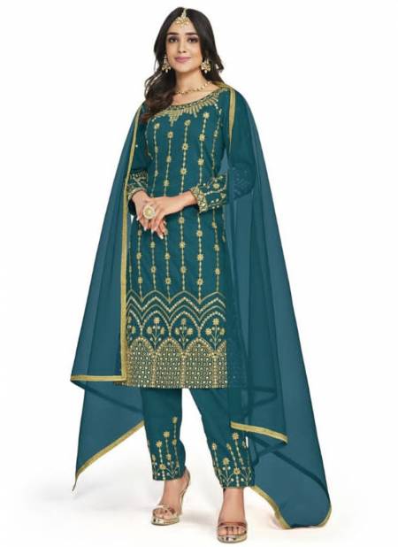 Teal Blue Colour Bebo Vol 14 ShreeMatee Festive Wear Wholesale Designer Salwar Suits Catalog 173 D