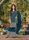 Teal Blue Colour Celebration Colour Edition By Mrudangi Plazzo Suits Catalog 2040 B 