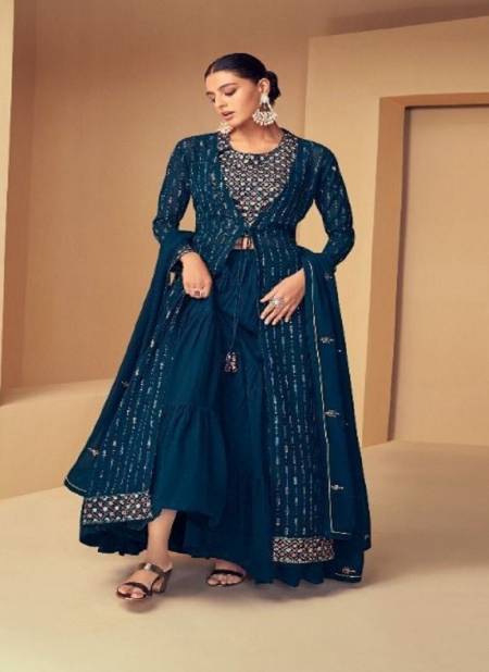 Teal Blue Colour Forever Wholesale Designer Salwar Suit Catalog 7153
