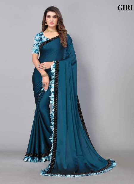 Teal Blue Colour Girl By Fashion Lab Party Wear Saree Catalog 206