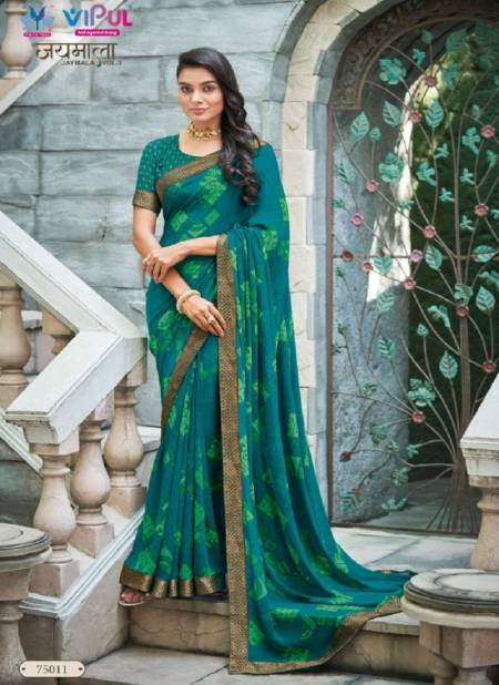 Teal Blue Colour Jaymala Vol 3 By Vipul Georgette Printed Daily Wear Sarees Wholesale Online 75011