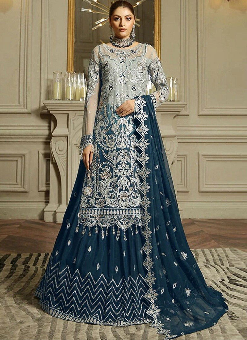 Teal Blue Colour KF 143 Wedding Salwar Suit Catalog 143