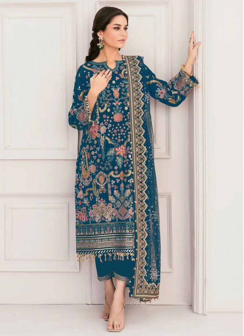 Teal Blue Colour KF 153 Pakistani Salwar Suit Catalog 153 D