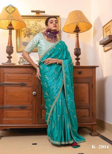 Teal Blue Colour Kamaya Vol 2 By Kira Wedding Wear Sarees Wholesale Suppliers In India K-2104