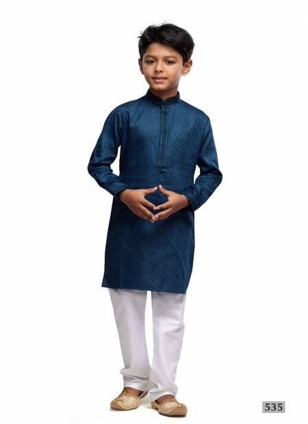 Teal Blue Colour Kids Occasion Wear Designer Kurta Pajama Wholesale Shop In Surat 535