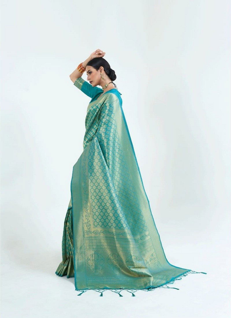 Teal Blue Colour Kumbhi Silk 123004 Colours By Rajtex Wedding Wear Sarees Wholesale Online 123004 H