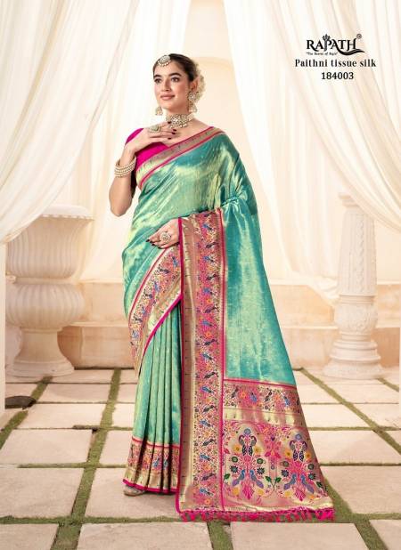 Teal Blue Colour Lavnya Silk By Rajpath 184001 To 184008 Series Best Saree Wholesale Shop in Surat 184003