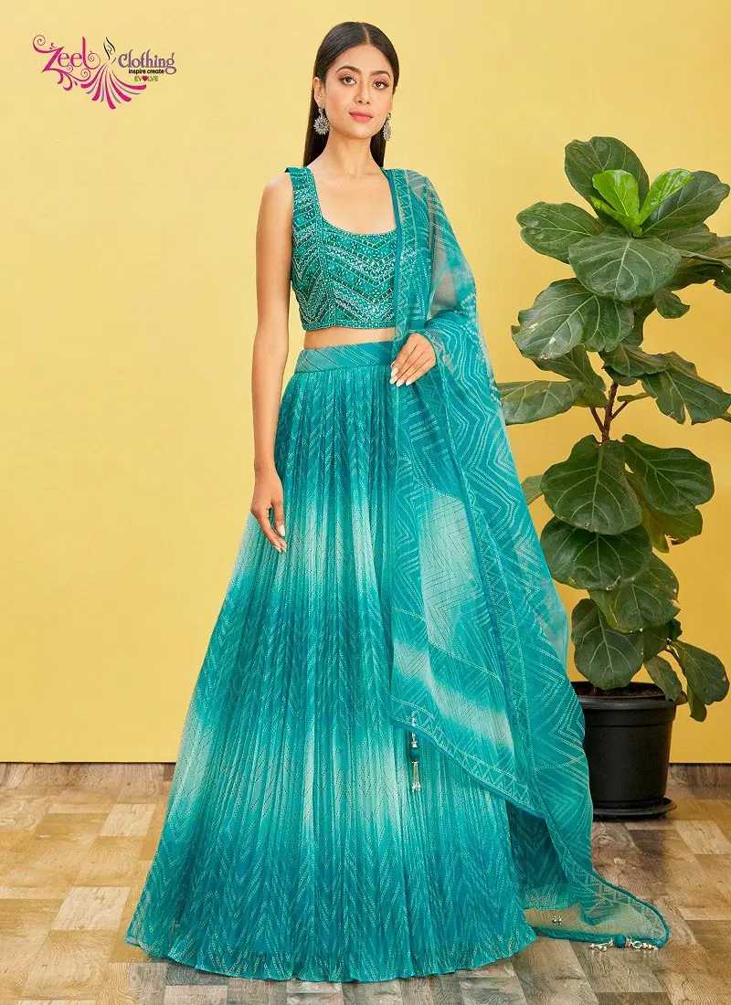 Teal Blue Colour Mandakini Vol 2 By Zeel Clothing Wedding Wear Lehenga Choli Orders In India 119