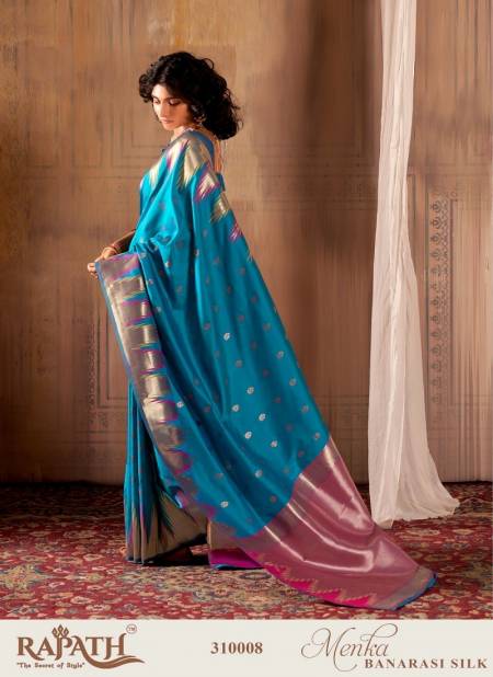 Teal Blue Colour Menka Silk 310000 By Rajpath Banarasi Silk Occasion Saree Wholesale Shop In Surat 310008