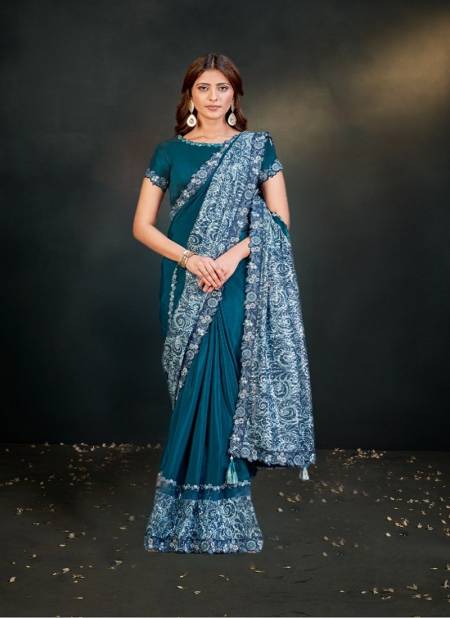 Teal Blue Colour Mohmanthan 23100 Dayita By Mahotsav Satin Crepe Silk Designer Saree Wholesalers In Delhi 23109