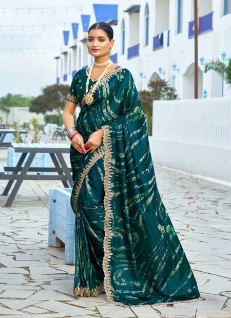 Teal Blue Colour Nirvee By Sr Velvet Chiffon Embroidery Wholesale Saree Suppliers In Mumbai 1001