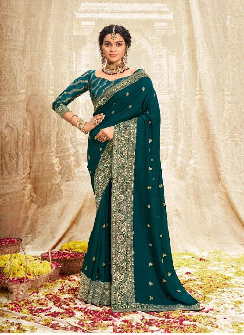 Teal Blue Colour Nisha Vol 2 By Right Women Designer Saree Catalog 81748