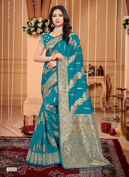 Teal Blue Colour Plazzo Silk Vol 1 By Bunawat Silk Wedding Sarees Wholesale Online 1005