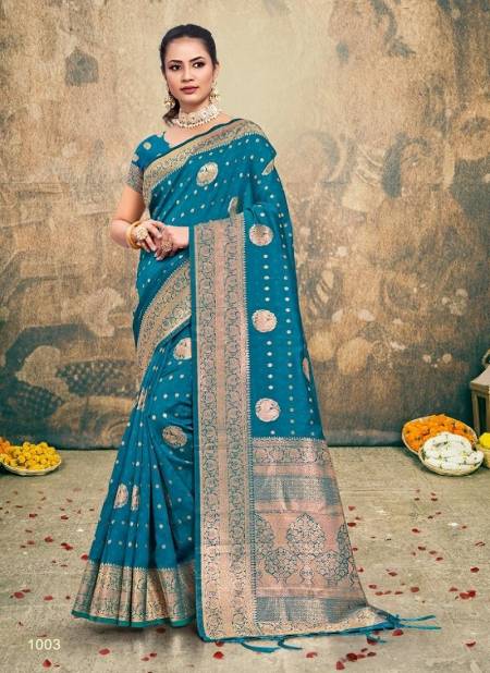 Teal Blue Colour Plazzo Silk Vol 3 By Bunawat Silk Wedding Sarees Exporters In India 1003