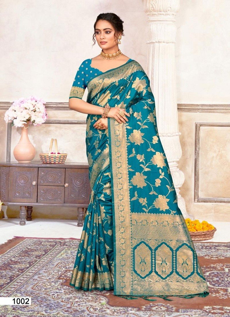 Teal Blue Colour Plazzo Silk Vol 7 By Bunawat Silk Wedding Online Sarees Wholesale 1002