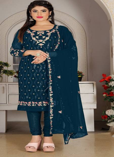 Teal Blue Colour Ramsha R 592 Colors Pakistani Salwar Suits Catalog R 592 B